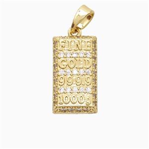 Copper Nugget Pendant Pave Zirconia Slice Gold Plated, approx 9-16mm