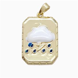 Copper Cloud Pendant Enamel Rectangle Gold Plated, approx 16-21mm