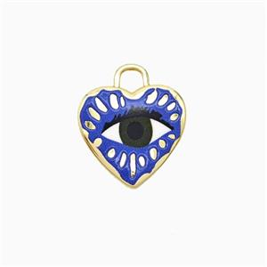 Copper Heart Pendant Painted Eye Gold Plated, approx 16mm