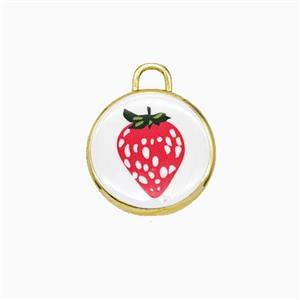Copper Circle Pendant Painted Strawberry Gold Plated, approx 17mm