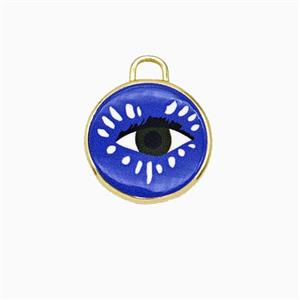 Copper Circle Pendant Painted Eye Gold Plated, approx 17mm