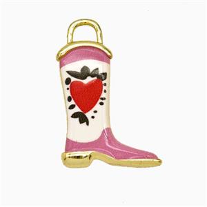 Copper Cowboy Boots Pendant Painted Gold Plated, approx 14-19mm