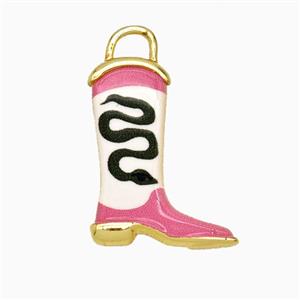 Copper Cowboy Boots Pendant Painted Gold Plated, approx 14-19mm