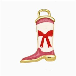 Copper Cowboy Boots Pendant Painted Gold Plated, approx 14-19mm