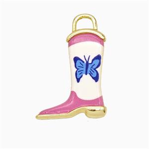 Copper Cowboy Boots Pendant Painted Gold Plated, approx 14-19mm
