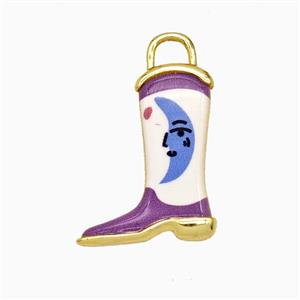 Copper Cowboy Boots Pendant Painted Gold Plated, approx 14-19mm