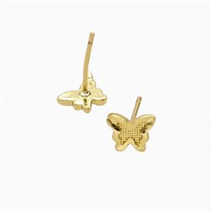 Copper Butterfly Stud Earrings Gold Plated, approx 6-7mm