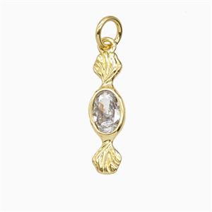 Copper Sweet Candy Pendant Pave Zirconia Gold Plated, approx 5-18mm