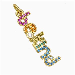 Copper Bekind Pendant Pave Multicolor Zirconia Gold Plated, approx 6-22mm