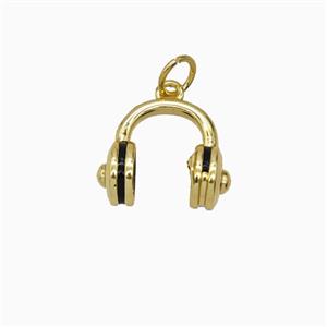 Copper Headphones Pendant Enamel Gold Plated, approx 14mm