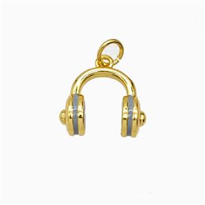 Copper Headphones Pendant Enamel Gold Plated, approx 14mm