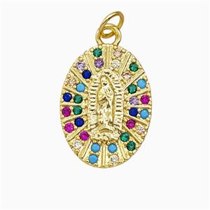 Copper Jesus Pendant Pave Zirconia Gold Plated, approx 14-20mm