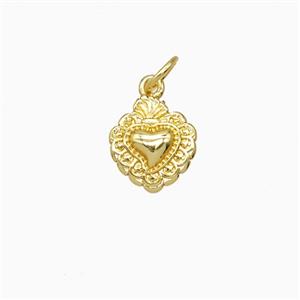 Copper Sacred Heart Pendant Gold Plated, approx 9-11mm