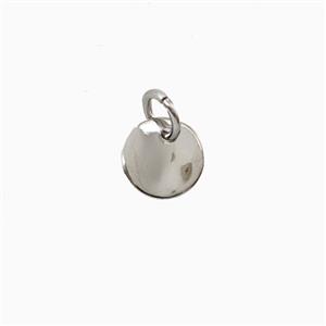 Copper Circle Pendant Flat Platinum Plated, approx 6mm