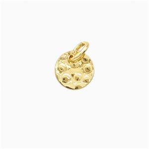 Copper Circle Pendant Hammered Flat Gold Plated, approx 6mm