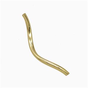 Copper Tube Beads Curving Gold Plated, approx 1.5x25mm