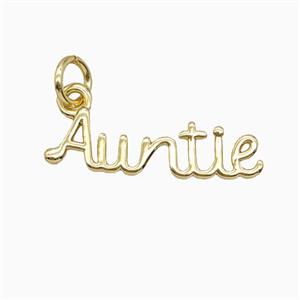 Copper Letter Auntie Pendant Gold Plated, approx 6-20mm