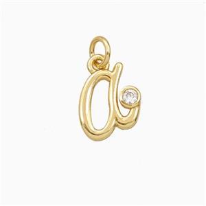 Copper Letter-a Pendant Pave Zirconia Gold Plated, approx 4-10mm