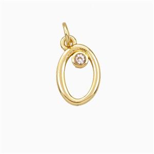 Copper Letter-o Pendant Pave Zirconia Gold Plated, approx 4-10mm