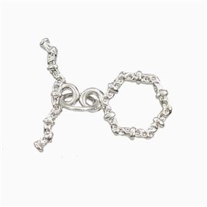 Copper Toggle Clasp Platinum Plated, approx 15mm, 9mm dia
