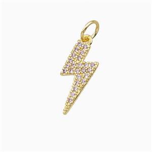 Copper Lightning Pendant Pave Zirconia Gold Plated, approx 6-15mm