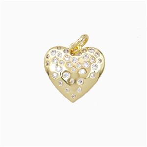 Copper Heart Pendant Pave Zirconia Gold Plated, approx 13mm
