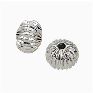 Copper Rondelle Beads Ribbed Platinum Plated, approx 10-14mm