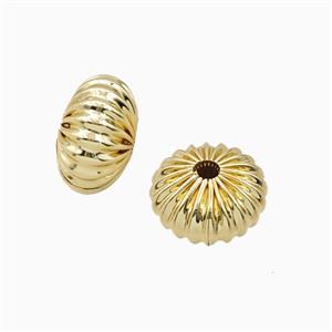 Copper Rondelle Beads Ribbed Gold Plated, approx 10-14mm