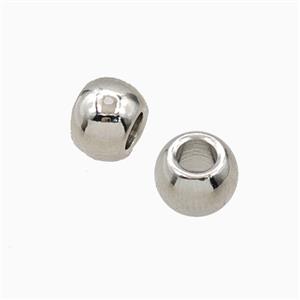 Copper Round Beads Large Hole Smooth Platinum Plated, approx 8mm, 3mm hole