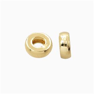 Copper Rondelle Beads Large Hole Smooth Gold Plated, approx 3x8mm, 3mm hole