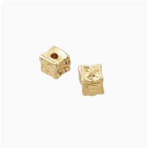 Copper Cube Beads Hammered Gold Plated, approx 5mm