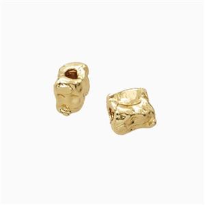 Copper Cube Beads Hammered Gold Plated, approx 4x6x6mm