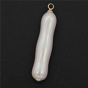 White Pearlized Plastic Pendant Stick, approx 6-28mm