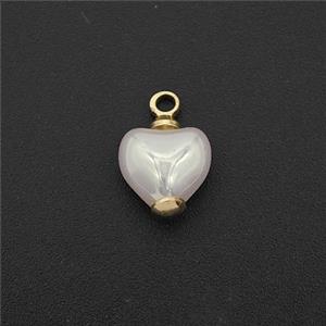 White Pearlized Plastic Pendant Heart, approx 8mm