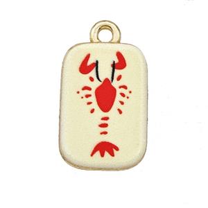 Alloy Rectangle Pendant Lobster Painted Gold Plated, approx 11-17mm