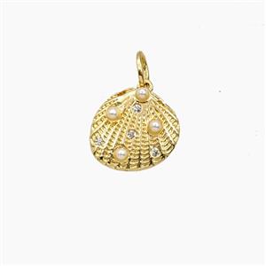 Copper Pendant Pave Zircon, Gold Plated, approx 11mm