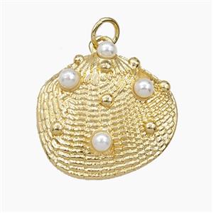 Copper Pendant Pave Zircon, Gold Plated, approx 21mm