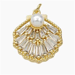Copper Pendant Pave Zircon, Gold Plated, approx 21-23mm