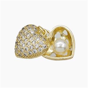 Copper Pendant Pave Zircon, Gold Plated, approx 14mm
