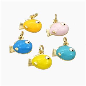 Enamel Copper Pendant, Gold Plated, approx 9-14mm