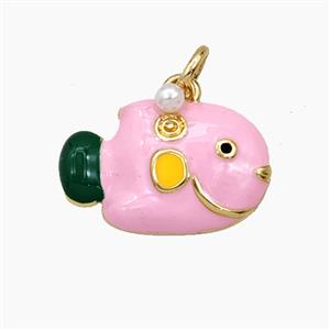 Enamel Copper Pendant, Gold Plated, approx 11-17mm