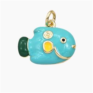 Enamel Copper Pendant, Gold Plated, approx 11-17mm