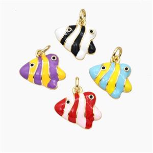 Copper Fish Pendant Enamel Gold Plated Mixed, approx 12-15mm