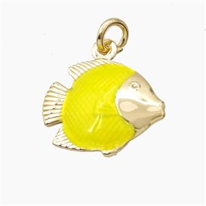 Copper Fish Pendant Yellow Painted Gold Plated, approx 14-17mm