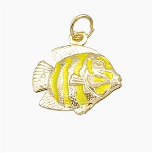 Copper Fish Pendant Yellow Painted Gold Plated, approx 14-17mm