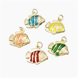 Copper Fish Pendant Painted Gold Plated Mixed, approx 14-17mm