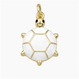 Copper Tortoise Pendant White Enamel Gold Plated, approx 14-18mm