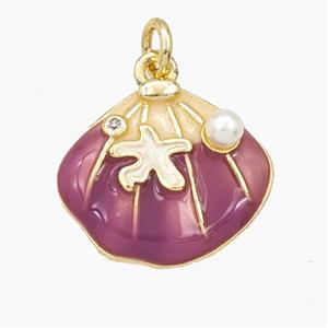 Enamel Copper Pendant, Gold Plated, approx 15-17mm