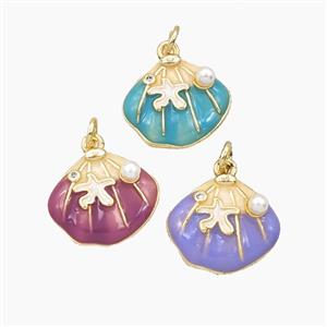Enamel Copper Pendant, Gold Plated, approx 15-17mm