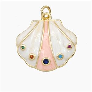 Enamel Copper Pendant, Gold Plated, approx 18-22mm